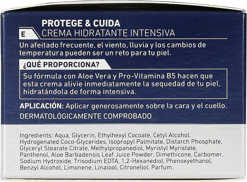 Protege & Cuida Crema Hidratante Intensiva (1 x 50 ml), crema facial hidratante con aloe vera, crema para hombres con la piel muy seca, nutre e hidrata