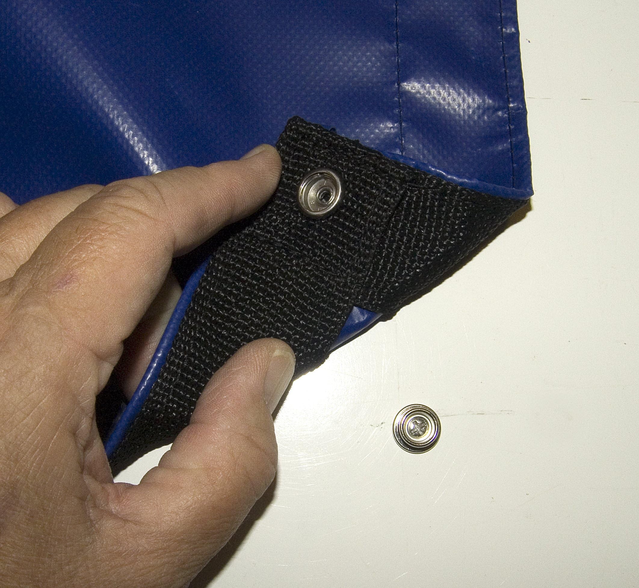 Hatch Cover, Blue, Heavy Duty Vinyl 2' X 2' with Snaps Installed & (8) Screw Studs
