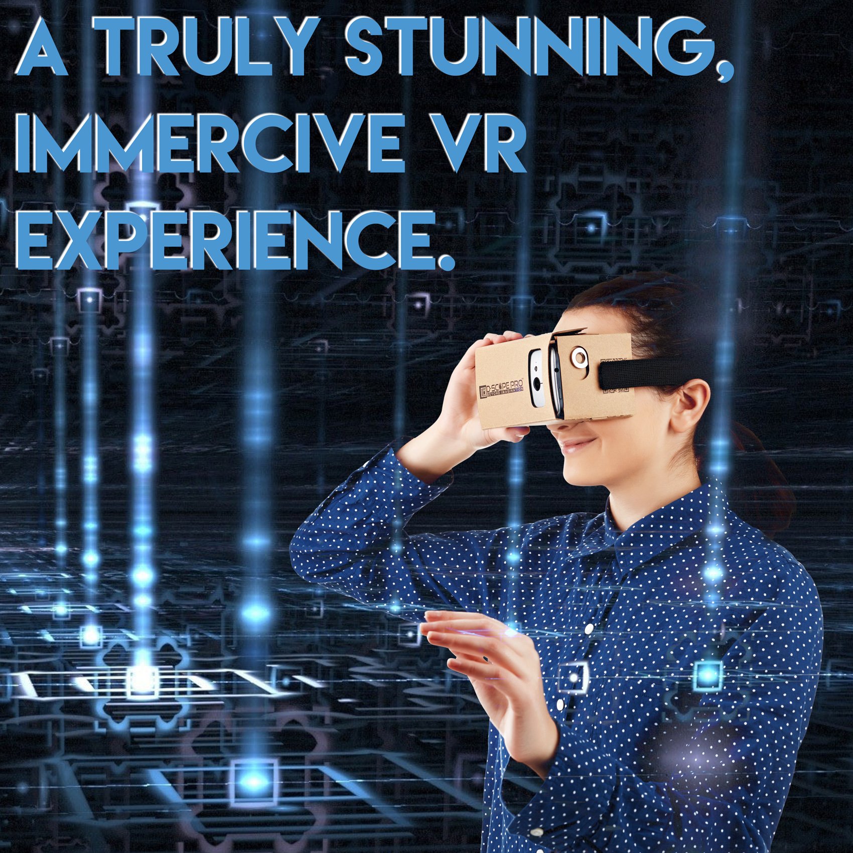 Dscope Pro Google Cardboard Kit with Straps 3D Virtual Reality