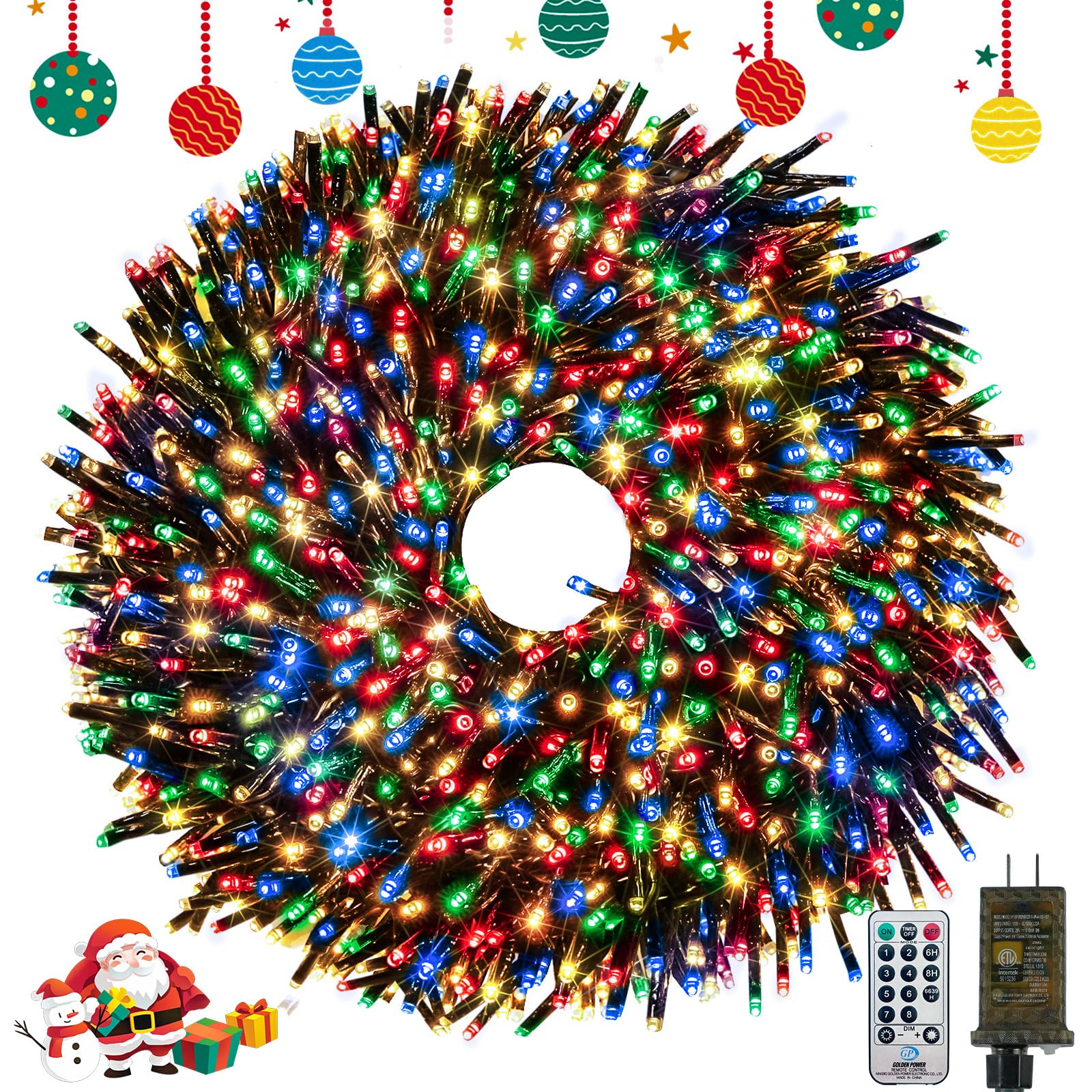 Photo 1 of 50FT 1000 LED Christmas Cluster Lights, Firecracker String Lights with Remote & 8 Modes & Timer, Waterproof Fairy Twinkle Light Plug in for Indoor Outdoor Party Garden Xmas Tree Decoration, Multicolor
