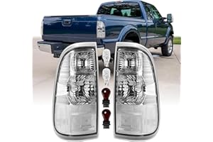 USR UNIQUE STYLE RACING USR 08-16 F250 F350 SUPERDUTY Tail Light – Rear Tail Lamps Set (Left + Right) Compatible with 2008-2016 Ford F-250 F-350 F-450 PickUp Truck F350 F450 Super Duty (CLEAR LENS TAIL LIGHTS with BULBS)