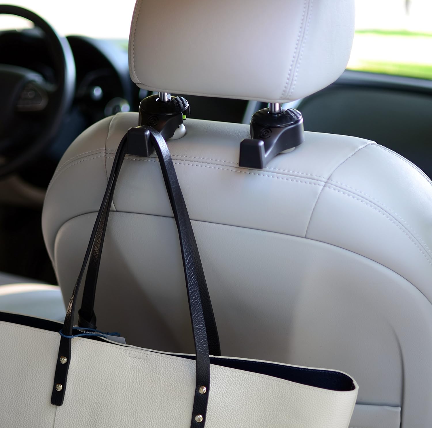 Set of 2 Premium Car Seat Hangers Holders for Purse Bag with Locker Car