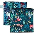 Bumkins Reusable Sandwich and Snack Bags, for Kids School Lunch and for Adults Portion, Washable Fabric, Waterproof Cloth Zip Bag, Travel Pouch, Food-Safe Storage, Large 2-pk Jungle