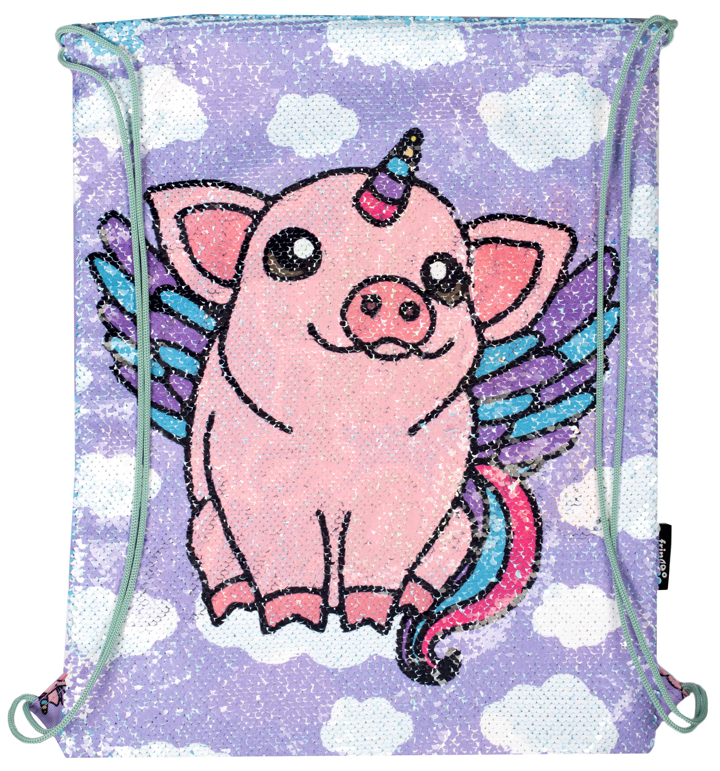 Fringoo - Childrens Reversible Sequin Kids Drawstring Bags | Perfect For PE Kit Bag, Girls Swimming Bag, Boys Large Gym Bag Or School Backpack | Water Resistant - 43 x 34 cm - Fallow Your Dreams