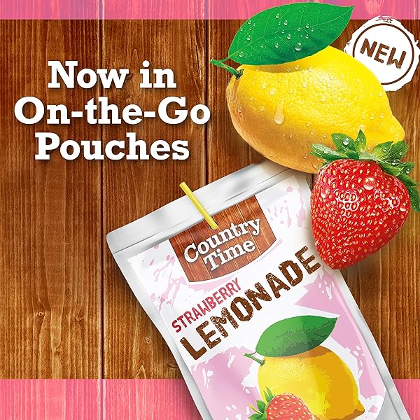 COUNTRY TIME 60OZ STRAWBERRY LEMONADE FLAVORED DRINKS (10 POUCHES)