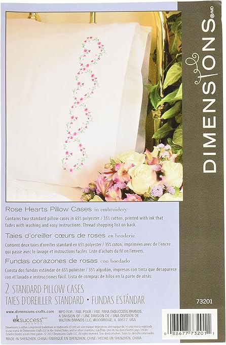 Amazon Com Dimensions Diy Pillow Case Embroidery Kit Rose Hearts
