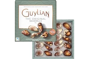 Belgian Chocolate Seashells, 8.82 oz, 22 pc Gourmet Hazelnut Praliné Truffles by GuyLian, Assorted White & Milk Chocolate Candy Gift Box for Women and Men