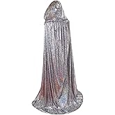 Sanmoury Adult Halloween Hooded Cloak Christmas Party Shiny Cape Cosplay Costumes