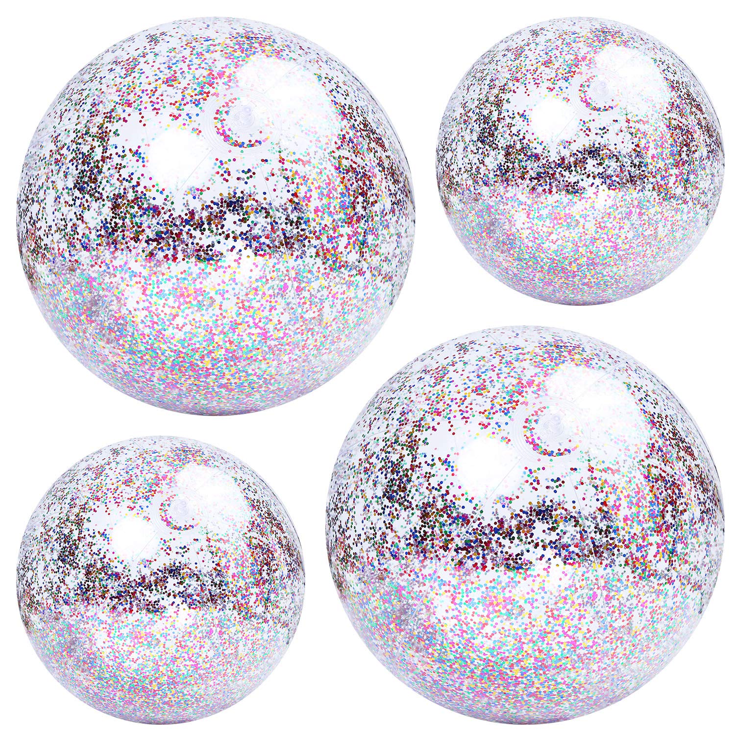 Elcoho 4 Pack Glitter Beach Ball Confetti Parties Beach Balls Pool