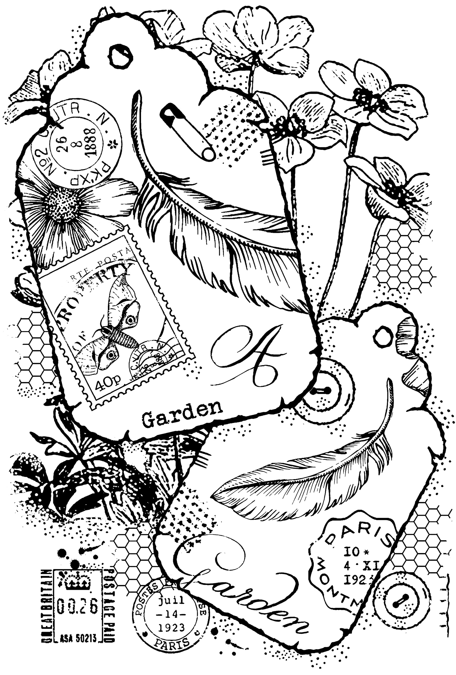 Woodware Francoise Collection-Two Tags-Clear Stamp, 6 x 4 inches