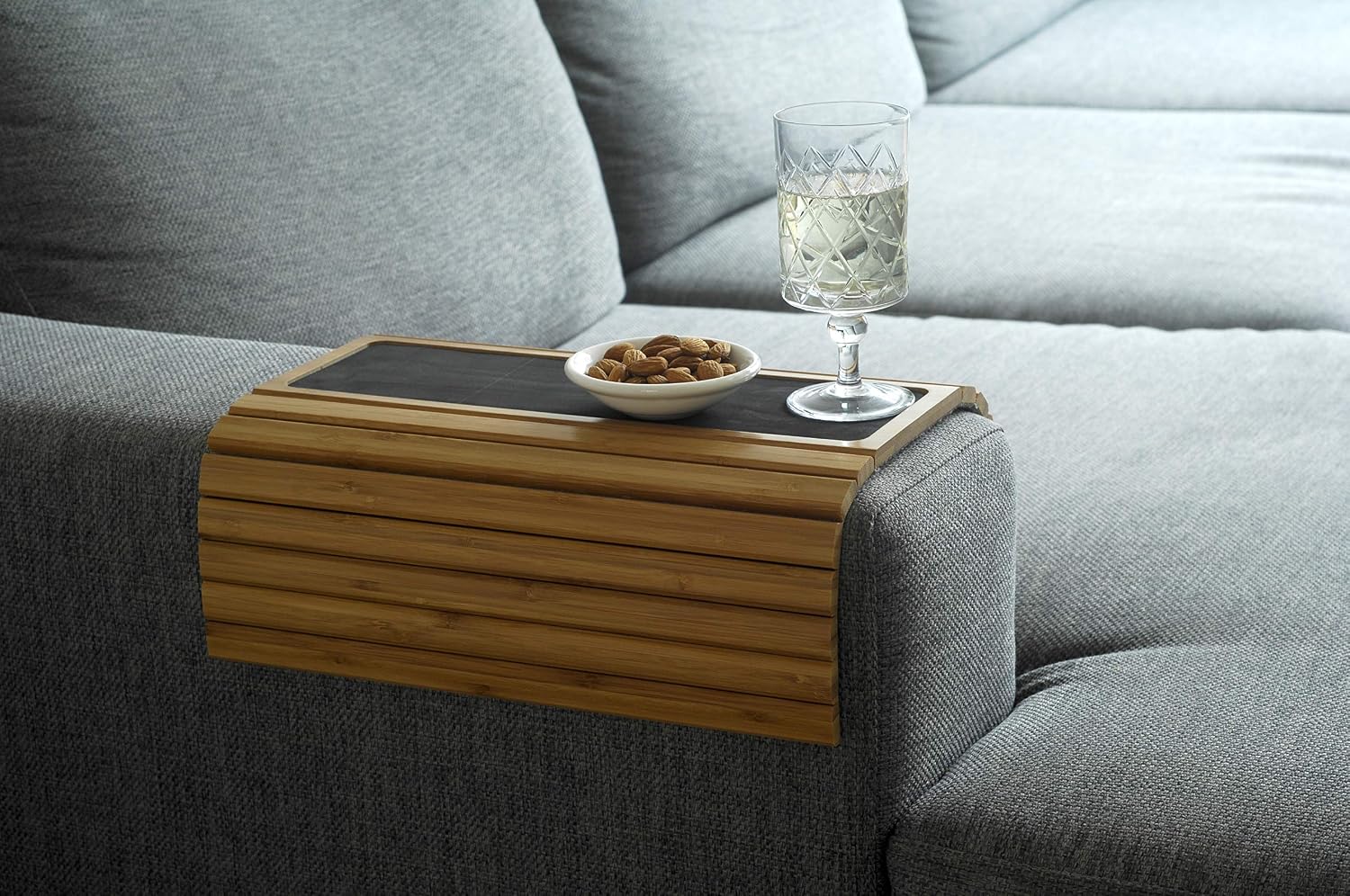 Bamboo Sofa Arm Tray, Anti-Slip, Flexible for All Armrests, Durable Couch Arm Table with Elegant Design, Natural Color - Image 3