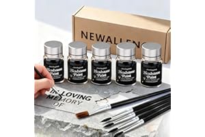 NEWALLENCE Professional Headstone Paint Kit - Monument Inscription Paint Long-Lasting, Weather-Resistant Formula for Restoring Faded Gravestone Lettering/Tombstone Inscriptions on Granite & Marble(Black)