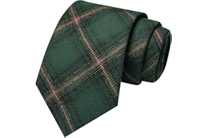 RBOCOTT 3.15“ Cotton Tie Plaid Striped Business Wedding Necktie for Men(8cm)