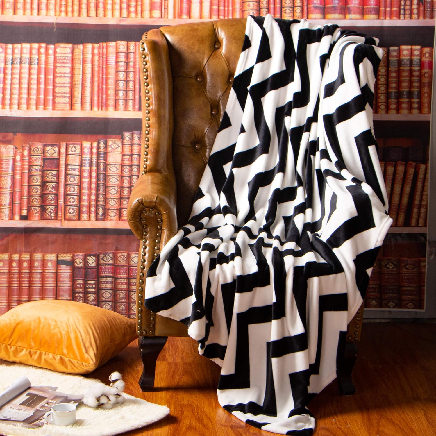 NTBAY Flannel Twin Blanket, Super Soft with Black and White Striped Printed Bed Blanket, 68 x 90 Inches: Home & Kitchen