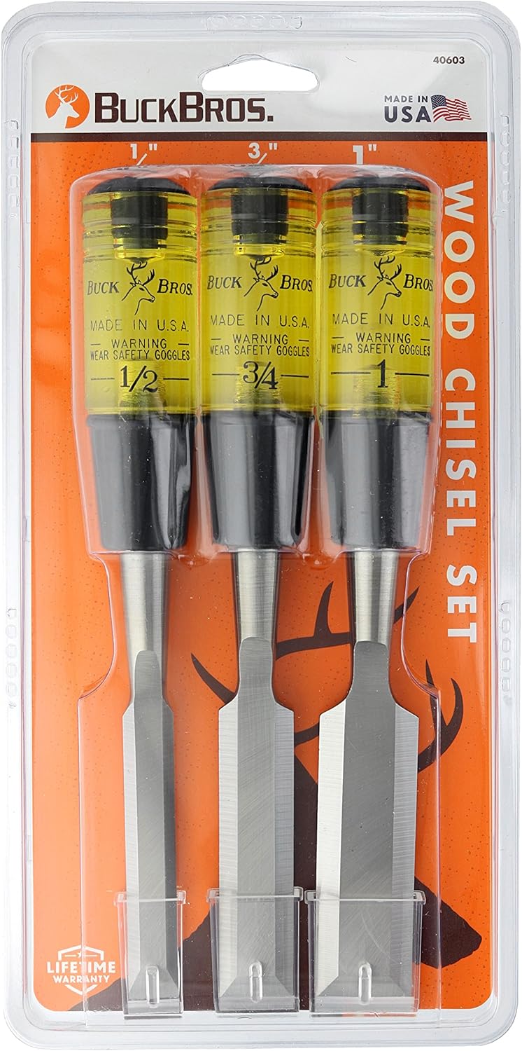 Buck Bros. 40603 3 Piece Professional Wood Chisel Set with ImpactReady
