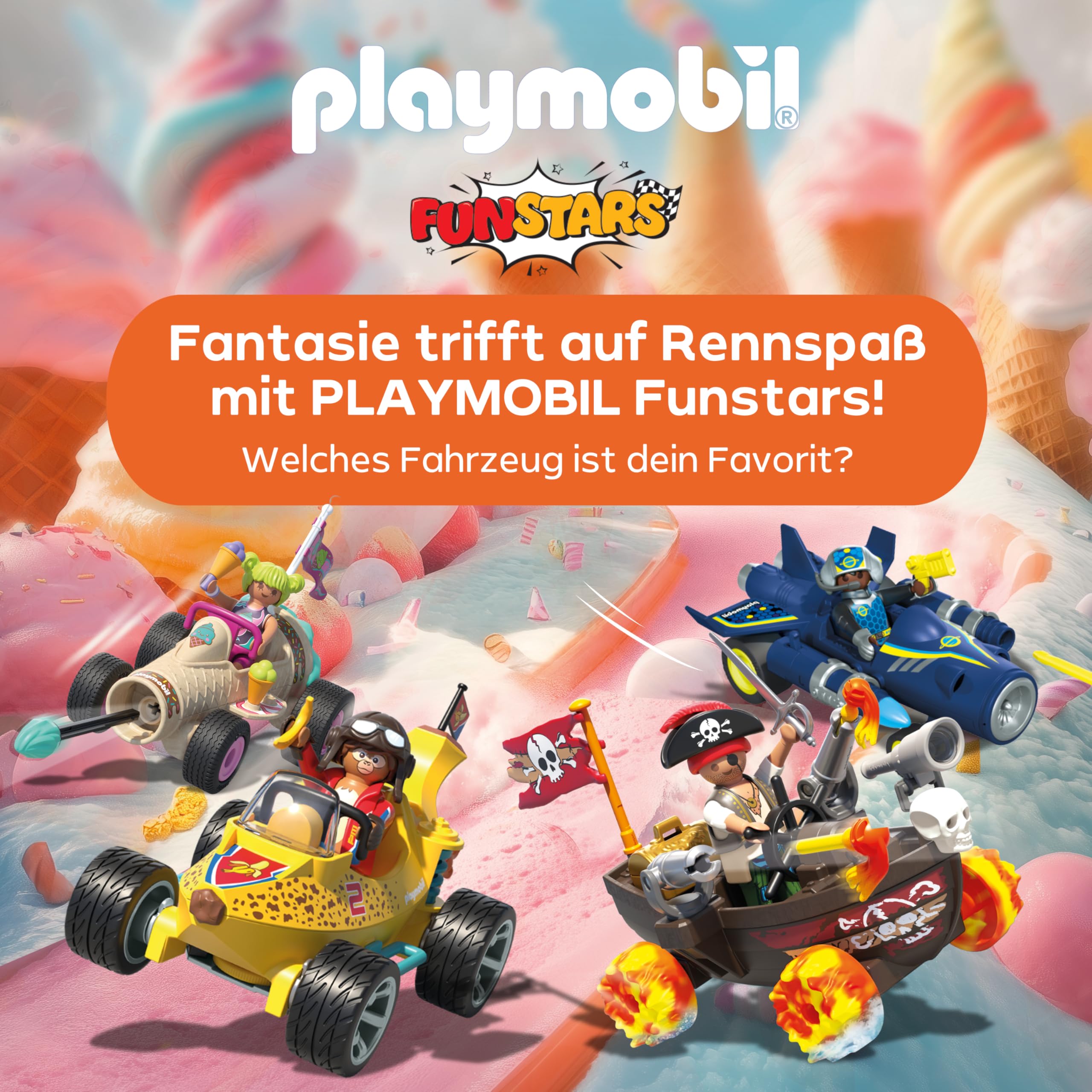 PLAYMOBIL | Fun Stars | Rasende Eistüte | Spielzeug ab 4 Jahren | Geschenk für Kinder | Spielzeug Auto | Mit Schießfunktion | 71717 6