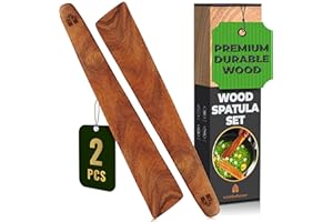 12″ Teak Wooden Spatula for Cast Iron, Small Wood Flipper, Egg Scraper, Flat Wooden Turner, Multipurpose Wood Cooking Utensil