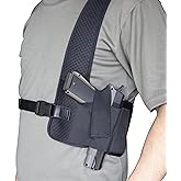 HOGIKUO Universal Shoulder Holster,Chest Holster,Concealed Shoulder Holster for Men,Fits 1911,M&P Shield 9mm, Glock 19,Sig P365,S&W Bodyguard and More(Right Hand)