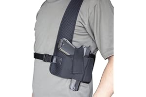 HOGIKUO Universal Shoulder Holster，Chest Holster,Concealed Shoulder Holster for Men,Fits 1911,M&P Shield 9mm, Glock 19,Sig P365,S&W Bodyguard and More（Right Hand）