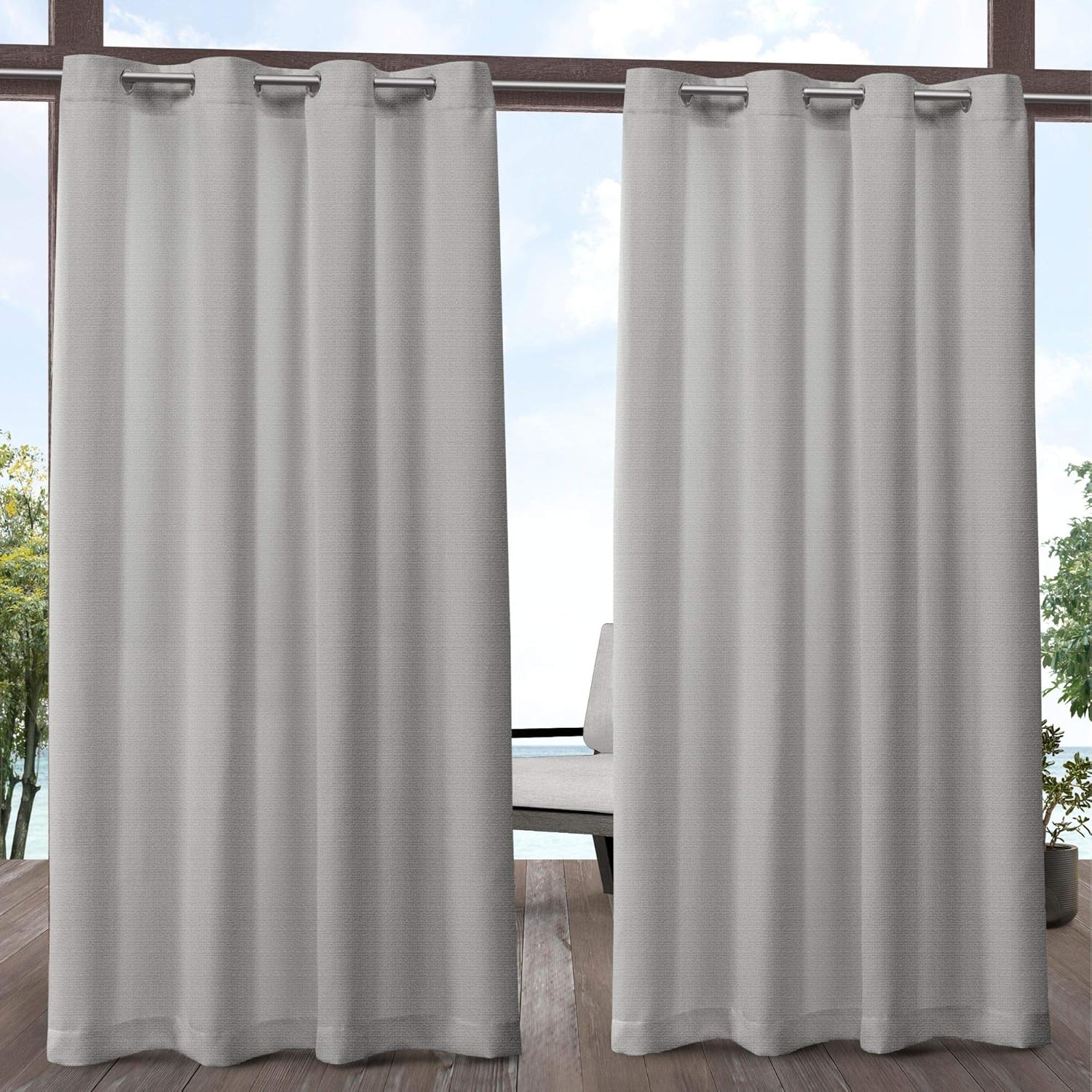Exclusive Home Curtains Aztec Indoor Outdoor Grommet Top Curtain Panel Pair, 54x84, Azure