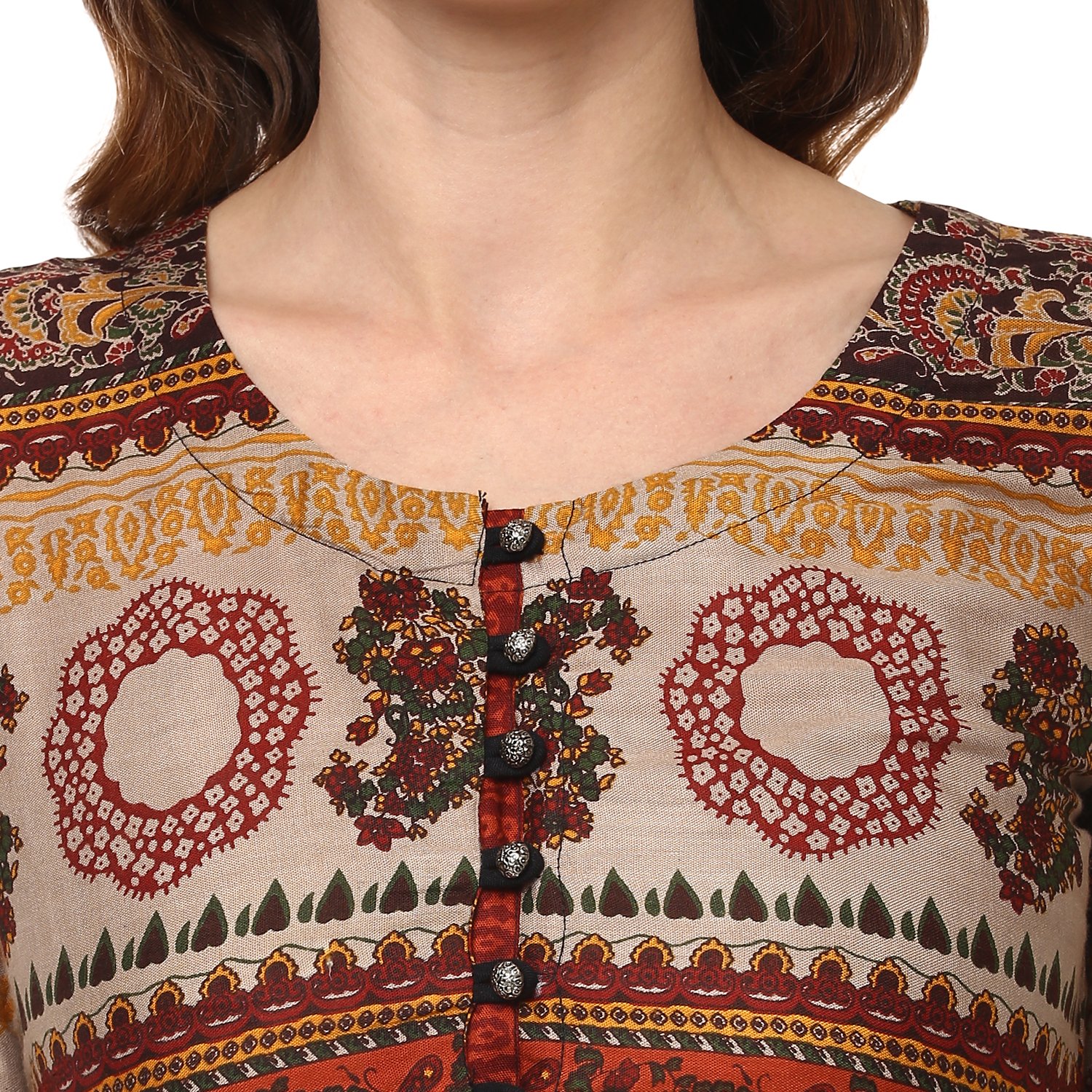 ives black printed rayon straight kurti for women