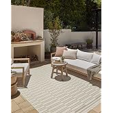 Loloi Amber Lewis Malibu Ivory/Dove 5'-1" x 7'-7" Area Rug | MAB-03 Indoor/Outdoor Fringe Approx. 5x8 Ivory / White Living room Dining room Bedroom, Modern, Casual, Geometric, Area Rug