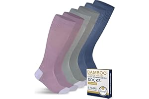 Pembrook Bamboo Viscose Light Compression Socks - 3 Pairs | 8-15 mmhg Compression Socks | Knee High Comfort Support Socks