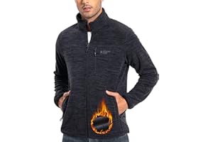 Pioneer Camp Men's Lightweight Polar Fleece Jacket Full Zip Antistatic Casual Coat Soft Warm Outwear with Zipper Pockets