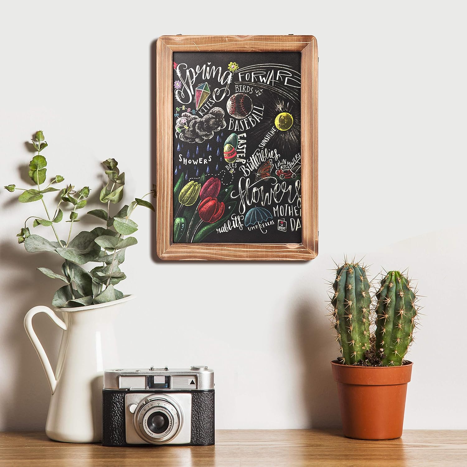 Flexzion Wall Chalkboard Sign Rustic Wooden Framed - (10"x14") Vintage Hanging Decorative Wedding Chalk Board Message Memo Display Black Board for Cafe Bar Restaurant Kitchen Pantry & Wall Decor: Home & Kitchen