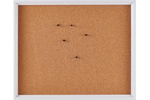 Towle Living Cork Board with 5 Push Pins for Home Office, Dorm Room, Bedroom, Kitchen, Classroom, 21 x 17 Inch, White