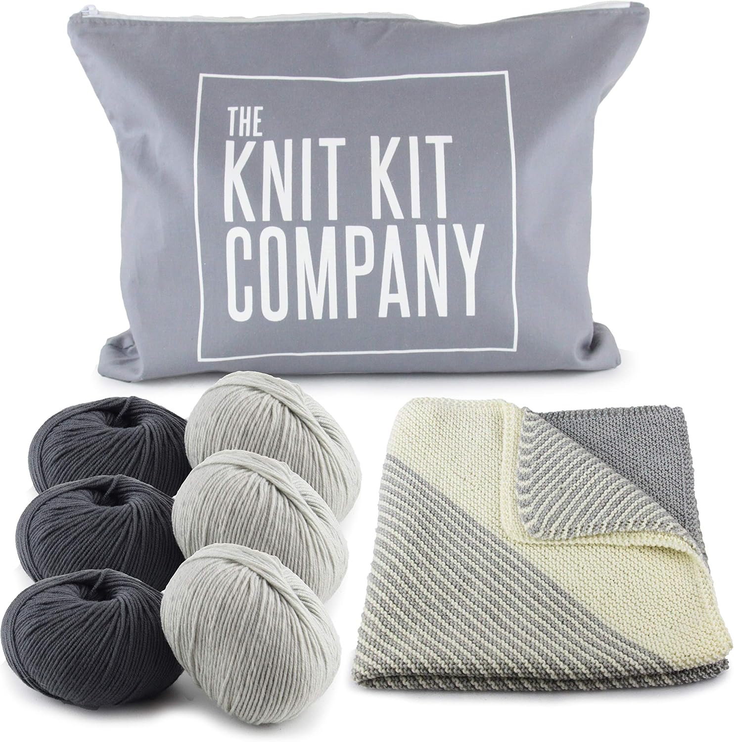 The Knit Kit Company India Baby Blanket Thunder Grey & Raindrop Grey