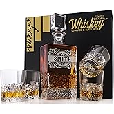Personalized Whiskey Decanter Set – Custom 5-Pc Liquor Gift Set with 4 Glasses & Engraved Decanter – 800ml – Men’s Gift, Housewarming, Retirement, #4