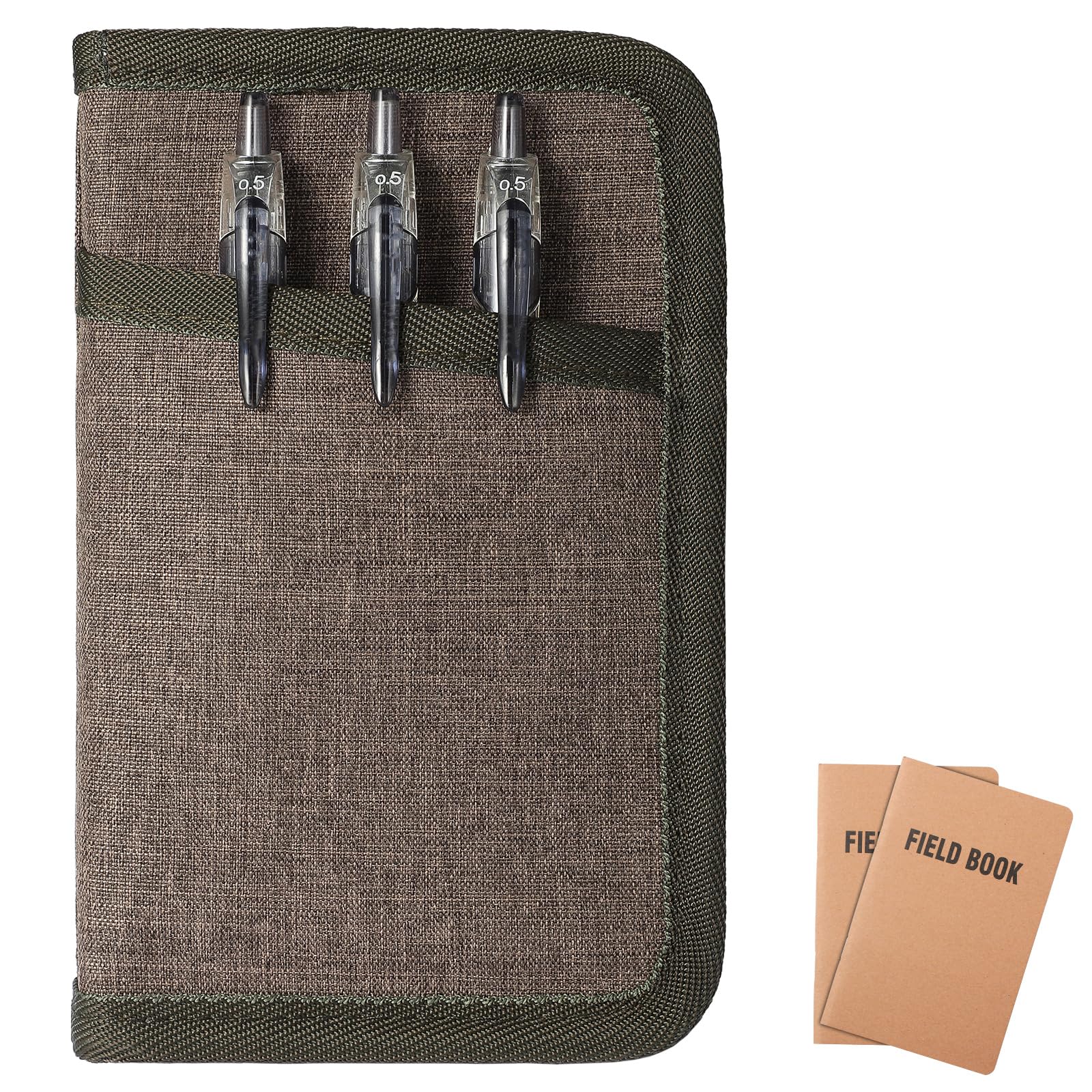 DISEYA Field Notes Notebooks Cover Moleskine Cahier 3.5 x 5.5 with Zipper Pen Holder, Water Resistant Pocket Notebook Cover for Journal Notebook Planner, Sketchbook Cover, Classy Waxed Canvas