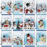 FuWeave 12 Pcs Winter Christmas Kitchen Towels Dish Cloths Vintage Blue Winter Snowman Decoration Hand Towels Tea Xmas Dishcloths Christmas Kitchen Decor for Holiday Housewarming Gift, 16 x 24 Inch