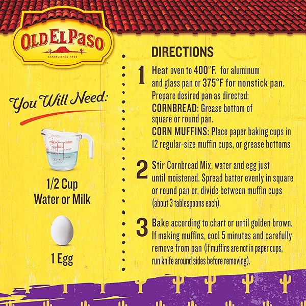 OLD EL PASO CORNBREAD MIX, CINNAMON CHURRO, BAKING MIX, 13.5 OZ