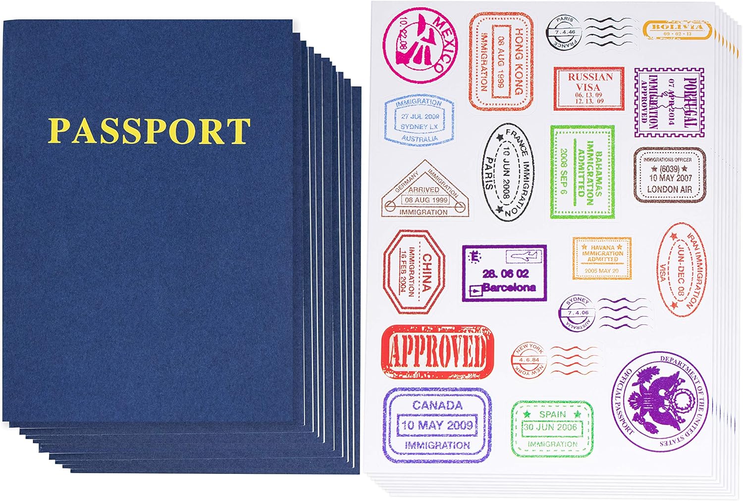 Upper Midland Products 24 pasaportes de juego para niños, incluye 504