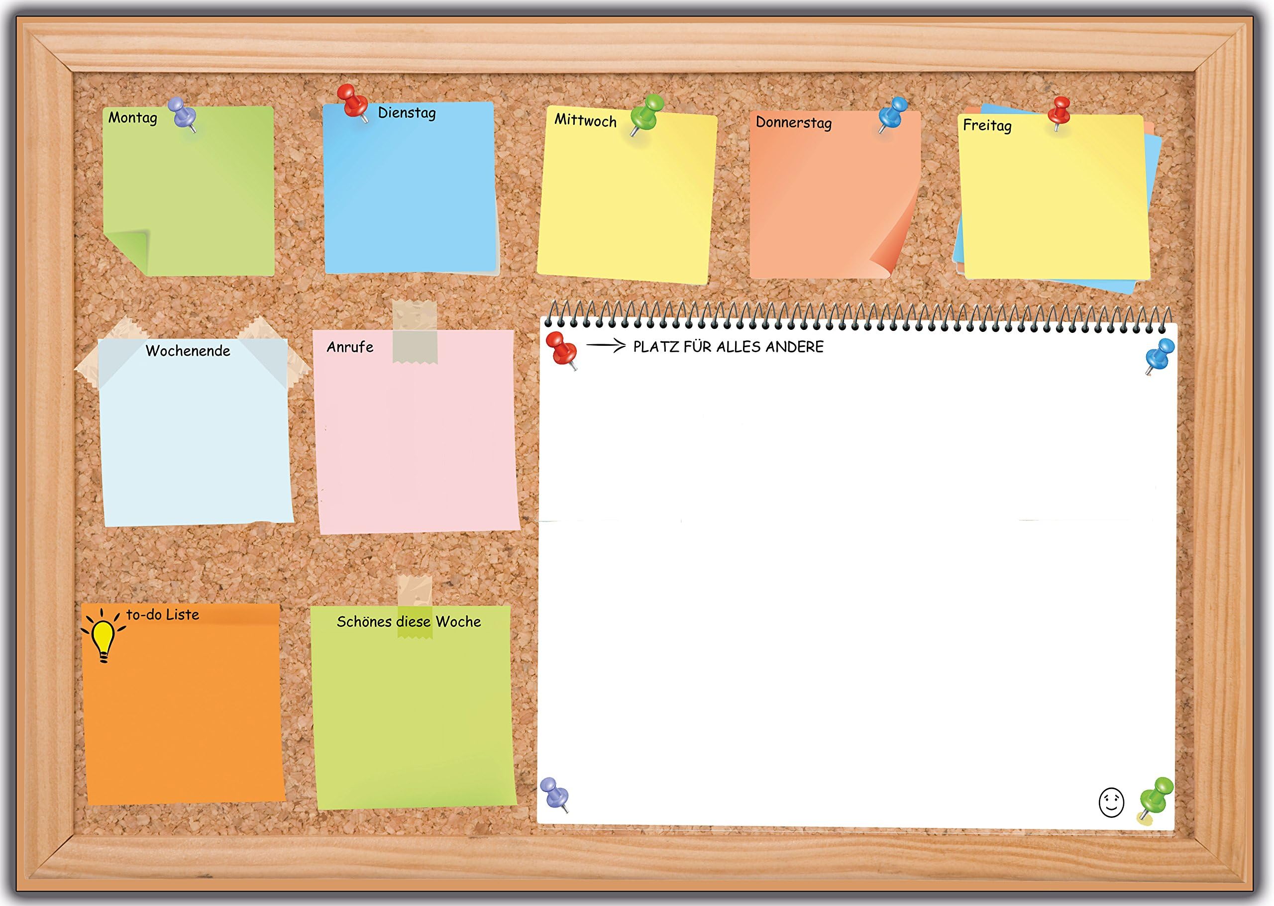 Desk pad, for pinning down to-to lists, weekly plan, reminders, notes, tear-off notebook, for children and adults, pin board