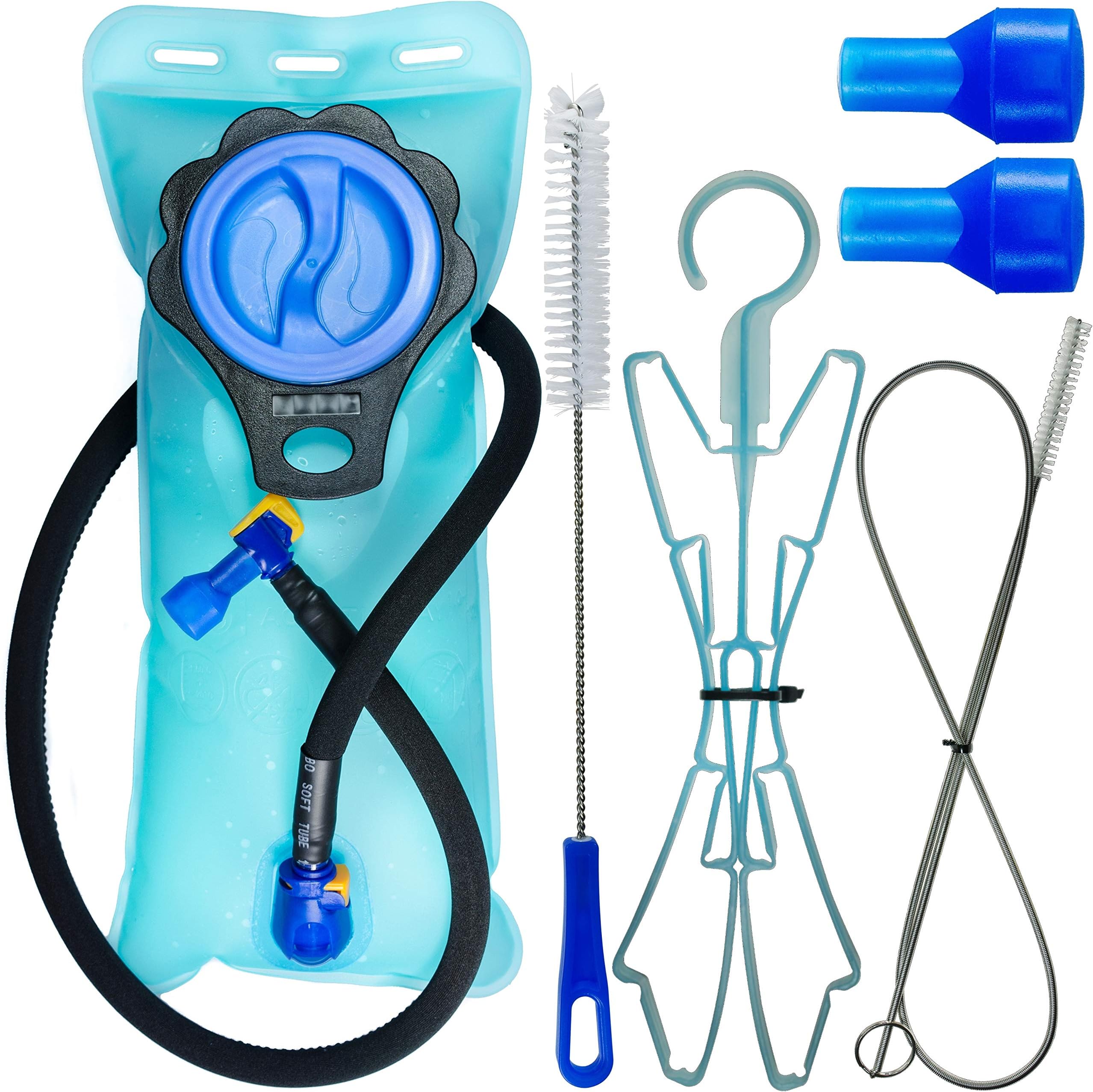 Aquatic Way Hydration Bladder Water Reservoir 2 Liter 2L 70 oz 3 Liter 3L 100 oz For Bicycling Hiking Camping Backpack. Non Toxic Easy Clean Large Opening, Quick Release Insulated Tube & Shutoff Valve