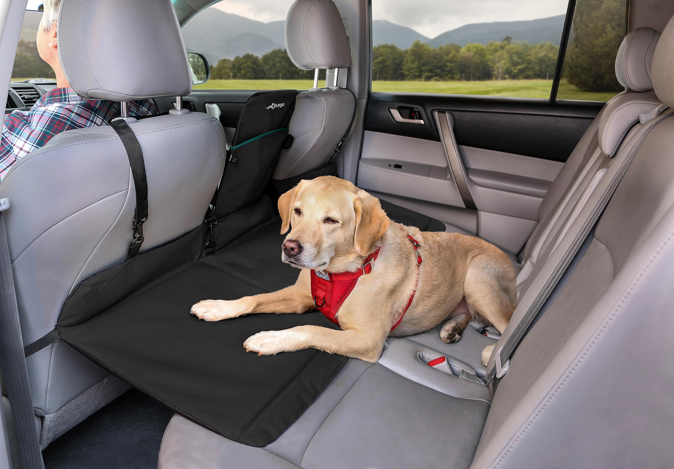 Photo 1 of Kurgo Rover Backseat Bridge Dog Car Extender, Seat Bridge for Dogs, Padded Pet Car Barrier, Reversible, Water Resistant, Universal Fit, Up to 75 lbs
