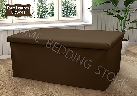 Langer Kunstleder Ottomane Faltbar Lagern Puff Spielzeugkiste Fußbank