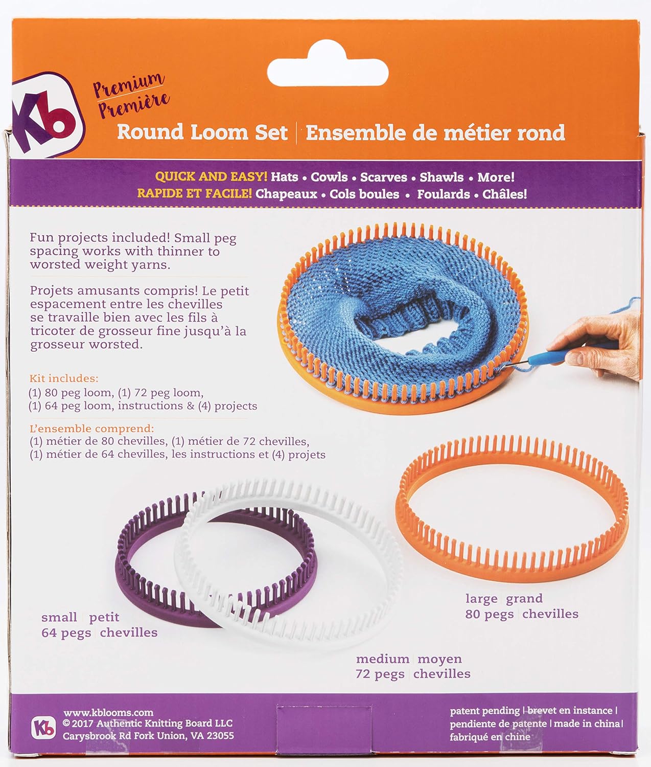 Authentic Knitting Board Premium Round Loom Set, KB8100, 3/8" Gauge - Image 3