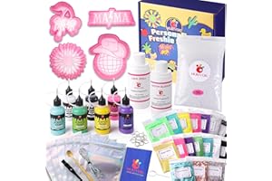 MUBYOK Car Freshies Supplies Starter Crafting Kit,DIY Freshie Making kit with 1LB Unscented Aroma Beads,4 oz Fragrance Oil,Freshies Silicone Molds，Acrylic Paint,Mica Powder,Glitter（Make 6 freshie）