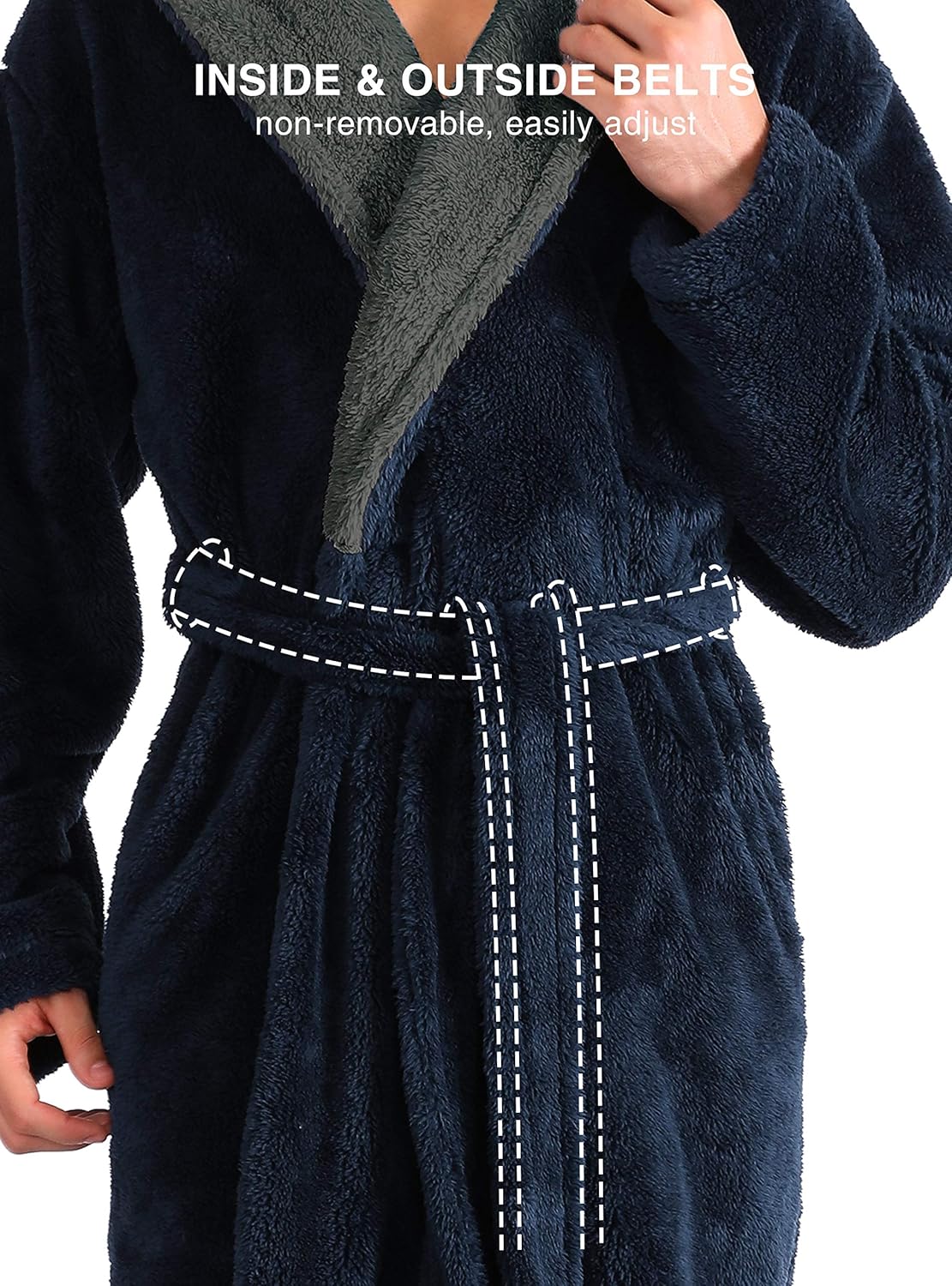 DAVID ARCHY Men's Soft Fleece Plush Robe Full Length Long and Knee Length Big and Tall Bathrobe: Clothing