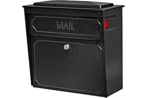 Mail Boss 7172 Townhouse Locking Security Wall Mount Mailbox, Black, Pack of 1