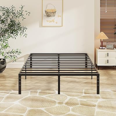 VINGLI 12 Inch Full Bed Frame, Heavy Duty Metal Platform, No Box Spring Needed, Steel Slat Support, Easy Assembly, Noise-Free, 10.4 inch Underbed Storage Space, Black