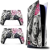 Skin Sticker for Game Console 5 Cover - Money Benji, Compatible with Both Disc Edition & Digital Edition (not Slim Ver) - 2 Controller Skins & Console Skin - No Bubble, Full Protection, Removable