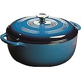 Lodge 7.5 Quart Enameled Cast Iron Dutch Oven. XL Blue Enamel Dutch Oven (Carribean Blue) -