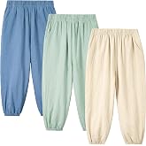 Miipat Toddler Cotton Linen Pants, 3 Pack Elastic Waist Harem Bloomer Pants, Baby Boys Girls Loose Summer Casual Joggers