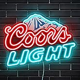 Beer Neon Sign LED Neon Beer Bar Signs for Man Cave Decor Beer Logo Sign with Mountain Pattern Printing Chill Mountain Home Bar Sign (Beer Logo)