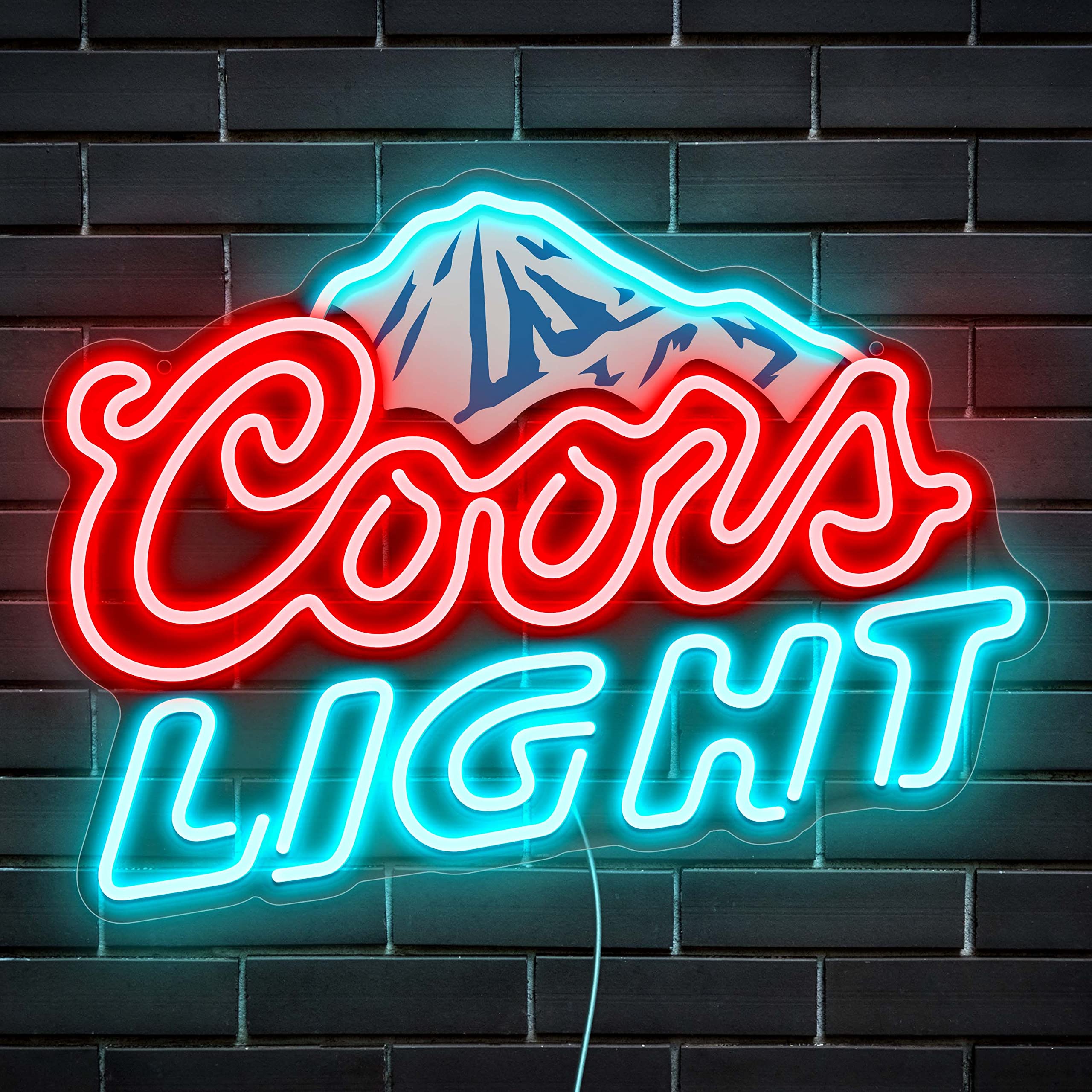 Photo 1 of Beer Neon Sign LED Neon Beer Bar Signs for Man Cave Decor Beer Logo Sign with Mountain Pattern Printing Chill Mountain Home Bar Sign (Beer Logo)